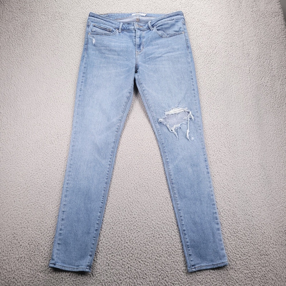 LEVIS 711 Jeans Womens Size 31 Skinny Mid‎ Rise Distressed Light Wash Denim